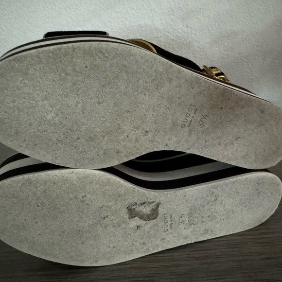 Gucci Bee Embroidered Criss Cross Platform Sandals Black Size 37 1/2 - Picture 14 of 14